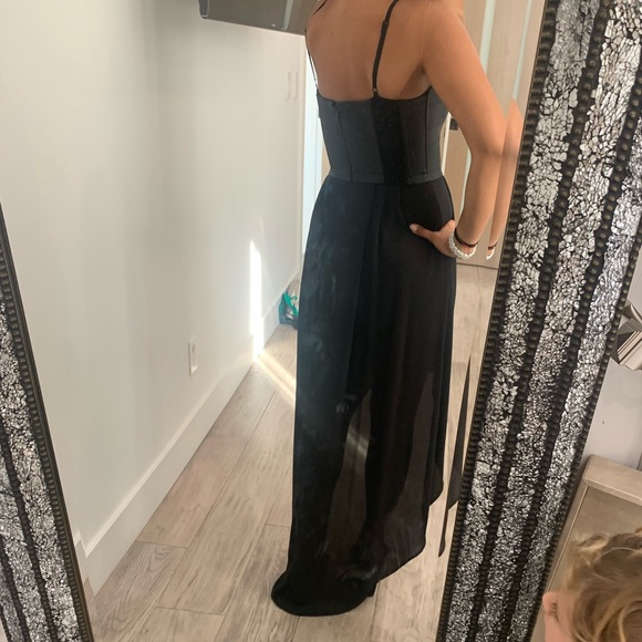 BCBG BLACK LEATHER STRAPPY SRESS HIGH LOW - Picture 4 of 7